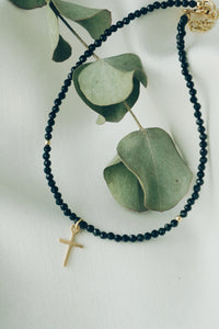 Cross spinel ankle bracelet